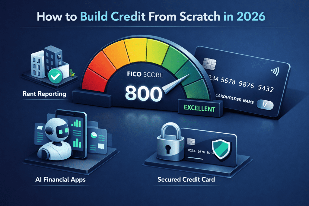 Infographic on how to build credit from scratch in 2026
